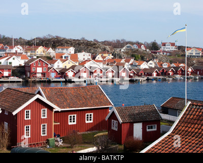 View over village of Fiskebackskil on Sweden`s Bohuslan coast Stock Photo